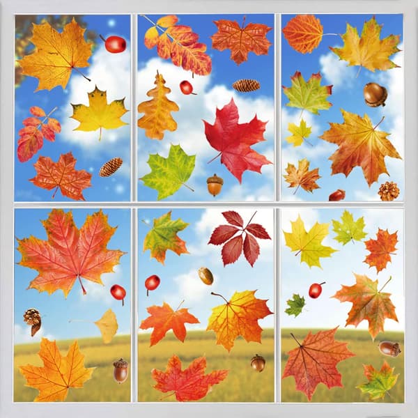 Maple Leaf Window Decals, Static Clings, Harvest Festival Window Decals Window Decorations 12 Pieces Window Decals Thanksgiving Window