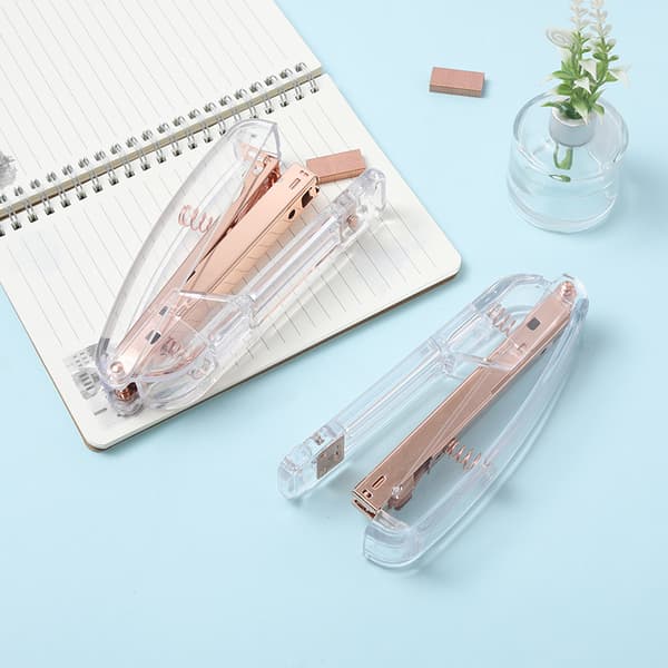 Luxury Office Supplies, Modern Design Acrylic Stapler with Ultra Transparent Clear Body and Solid Interior, Reliable Stapling Performance, Multiple