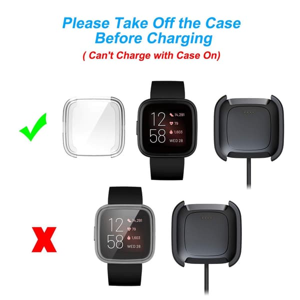 3-pack Screen Protector Compatible with Fitbit Versa 2 Case, Ultra-Thin Slim Soft TPU Protective Case Full Coverage Bumper Shell