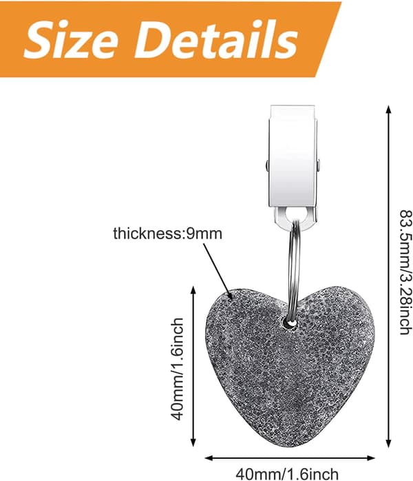 Tablecloth Weights with Clips, 6 Pcs Heart-Shaped Stone Tablecloth Weights Metal Clips