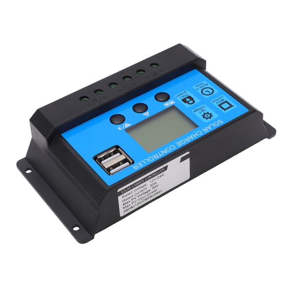 PWM Solcellekontroller 30A 12V 24V LCD-skjerm Smart Ladeutladning for LED-gatelys