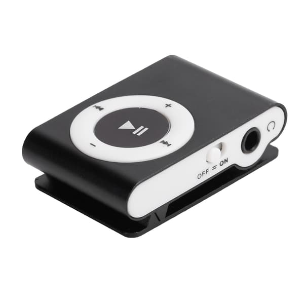 Bærbar Digital MP3-afspiller med Bælteclips Hovedtelefoner USB-kabel Sort