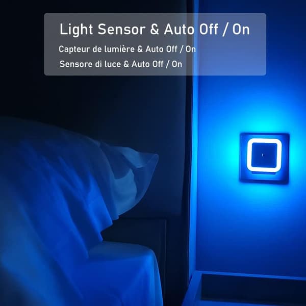 [Set of 3] LED night light on socket, children's socket night light, night light with light sensor, wall night light bedroom night light, for