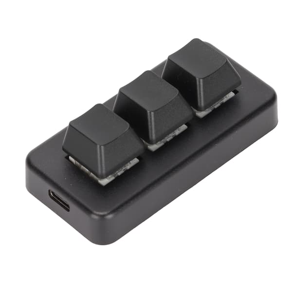 RGB-bakgrundsbelyst Mini mekanisk programmerbar knappsats med 3 tangenter för dator (svart)