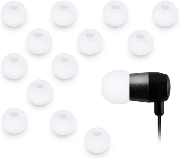 Erstatningspropper til de fleste in-ear-mærker - silikone, kompakt, hvid - 7 par