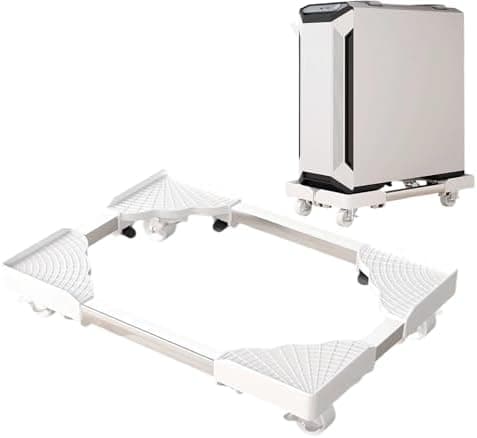 Generic Swivel Gear Flexible Floor Omnidirectional Display Assistant Rolling Computer Stand with Wheel Design[DB] White/Dark Grey Heather