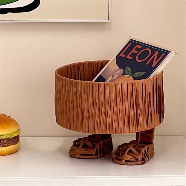 Large Hand-Woven Storage Basket for Home Organization with Artificial Rattan Material and Practical Handles
