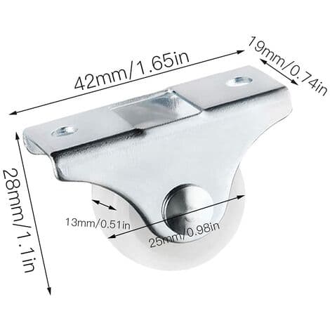 8-pakning 2,3 cm svingbare hjul – av plast og rustfritt stål – skruemontering – for lette møbler og vogner