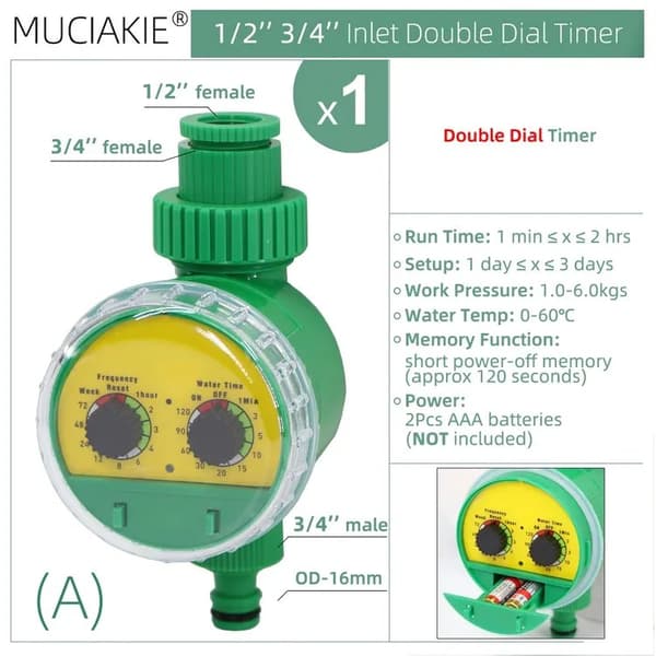 Automatic Irrigation Timer, Irrigation Timer, Automatic Sprinkler Valve - Waterproof, Easy to Install, for Garden, Indoor and Outdoor