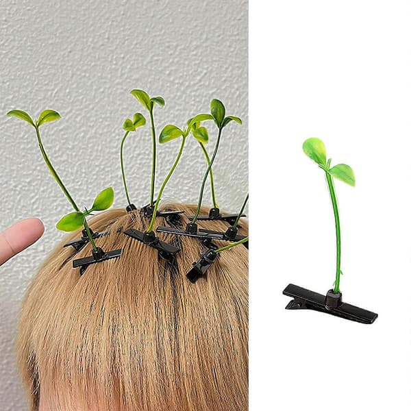 Sæt med 10 Hårspænder til Børn, Hårklemmer med Simulerede Planter, Farverige Håraccessories til Daglig Brug, Fester, Dates