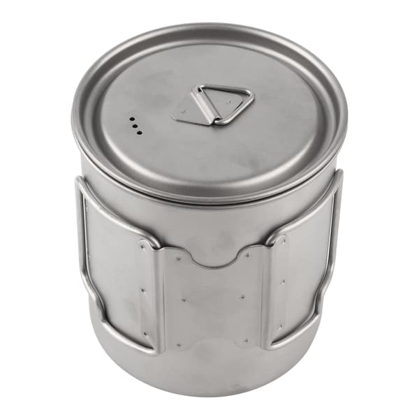 Foldable Titanium Cup with Handle and Lid 750ML Outdoor Drinking Cup for Camping