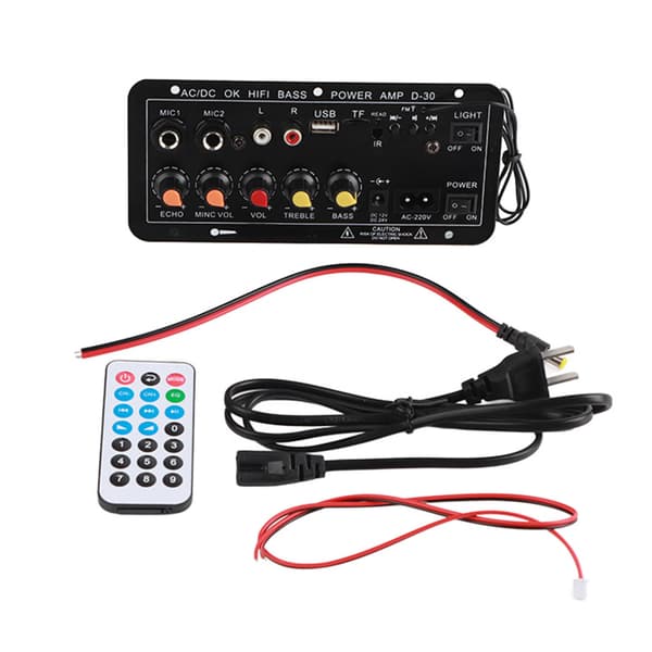 10 inch Bluetooth Stereo Subwoofer Amplifier Board Dual Microphone Inputs 220V for Home Theater System DIY Speakers