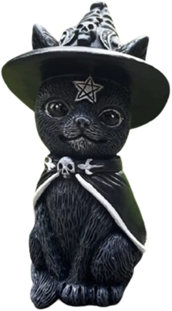 Heksehat Okkult Kattefigur, 13,5 cm, Sort
