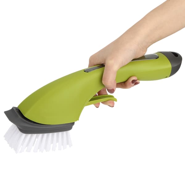 Long Handle Cleaning Brush with Soap Dispenser for Kitchen Pot, Sink, Dishwashing, Green
