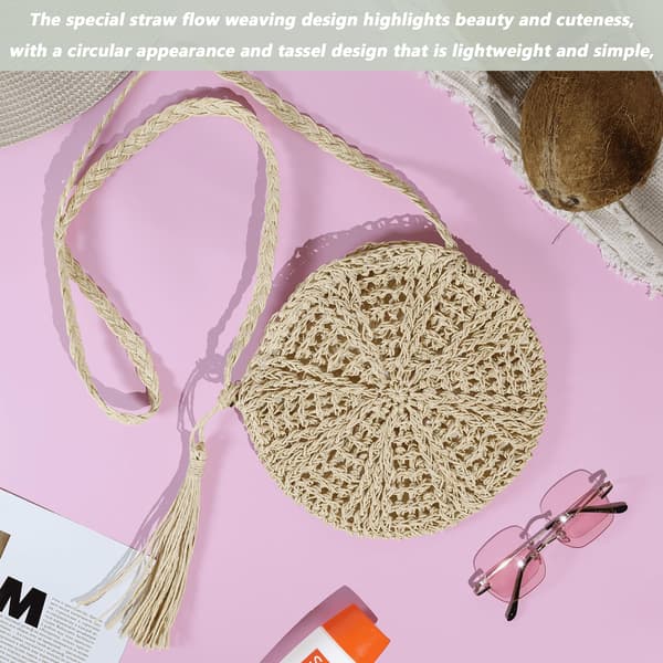 Halm Crossbody Väska, Virkade Väskor för Kvinnor Halm Handväskor Liten Strandväska Halm Tote Bag Halmväskor