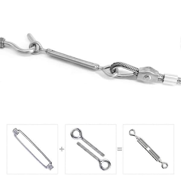 6 st. kabelstrammere M5 justerbar 304 rustfrit stål kabelstrammer øje og øje til wirestrammer kabel stålwire strammer krog