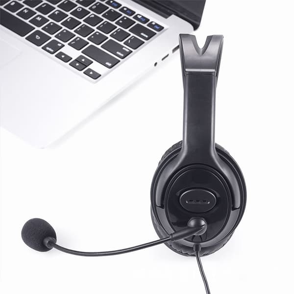 Computer Headset with Hi-Fi Stereo Sound, Adjustable Microphone for Clear Voice Transmission, USB Inline Control for Easy Volume and Mute
