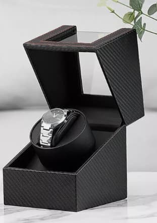 Single Watch Winder with Japanese Motor, Super Quiet Motor Technology for Automatic Watches, Exquisite Construction with Soft Inner Lining, AC