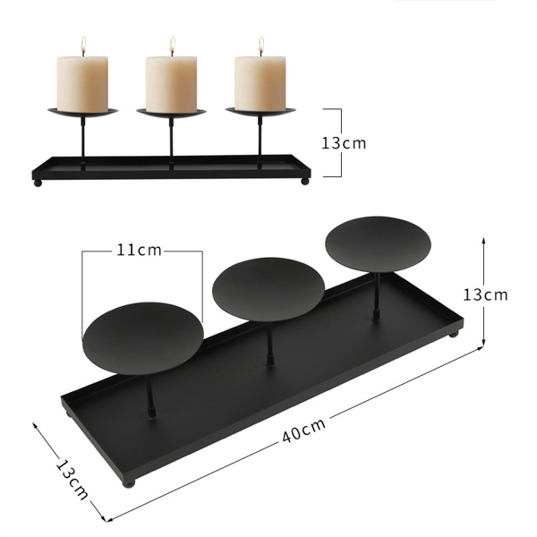 Large Tray Three-Head Candlestick 4-Inch Column Wax Large Tray Candlestick Christmas Wedding Iron Candlestick