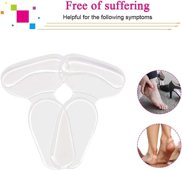 Hælindlæg, Gel-indersåler Puder, 4 par, Transparent