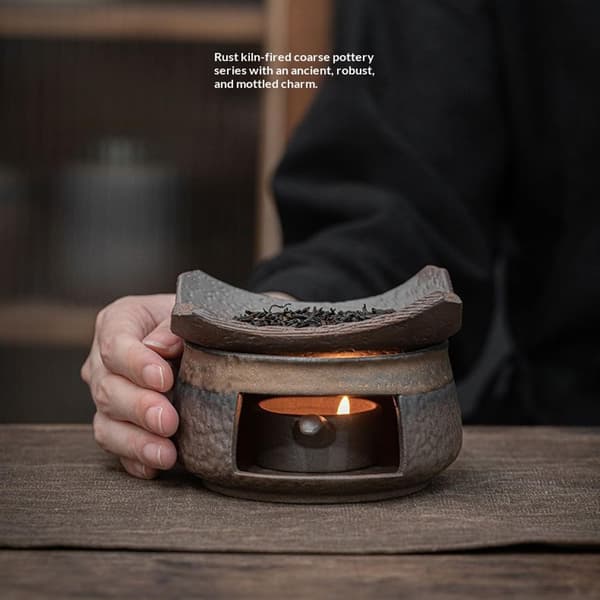 Cedar Zen Røgelsesbrænder & Keramisk Tevarmer Sæt - Håndlavet Aromaterapi Oliediffuser, Multifunktionelt Grydevarmer Kit