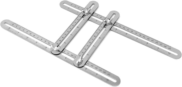 Stainless Steel Multi-Angle Ruler, Universal Angle Gauge for Precise Pattern Making, Metal Drill Guide with Double Scale, Angle Duplicator for Wood, Tile
