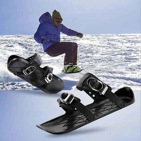 Mini Skøjter til Sne - Korte Ski Snowblades Unisex Vinter Udendørssport Skøjter Sort 1 stk