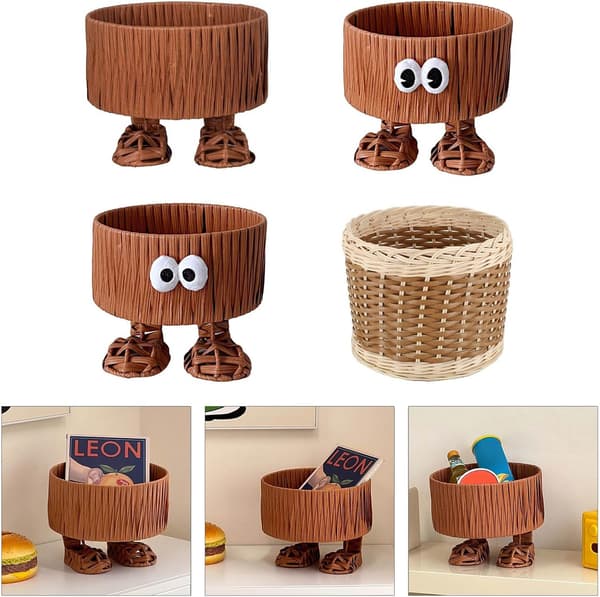 Large Hand-Woven Storage Basket for Home Organization with Artificial Rattan Material and Practical Handles