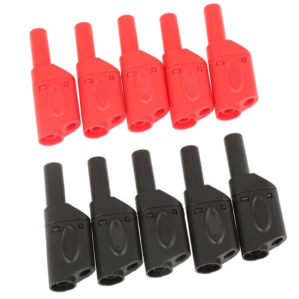 Rød sort isoleret bananstik - 10-pak (4 mm)