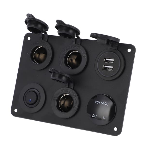 6 Gangs Vandtæt LED-Strømbryderpanel med Digital Display - Voltmeter, USB On/Off Kit til Bil, Campingvogn, Yacht
