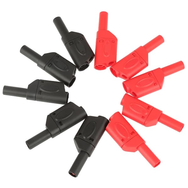 Rød sort isoleret bananstik - 10-pak (4 mm)