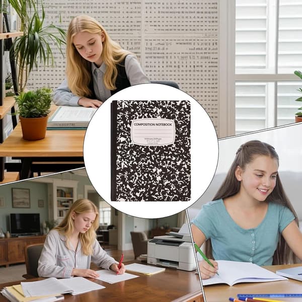 Generic Composition Books - 26x18.4cm 100 Pages Thick Paper | Paperage Notebook | for School, Classroom, Office, Work, Homework, Journal[DB] Black/White