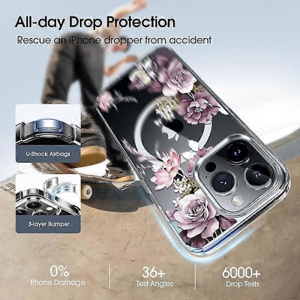 Deksel for iPhone 16 Pro TPU+PC Telefondeksel Kompatibelt med MagSafe