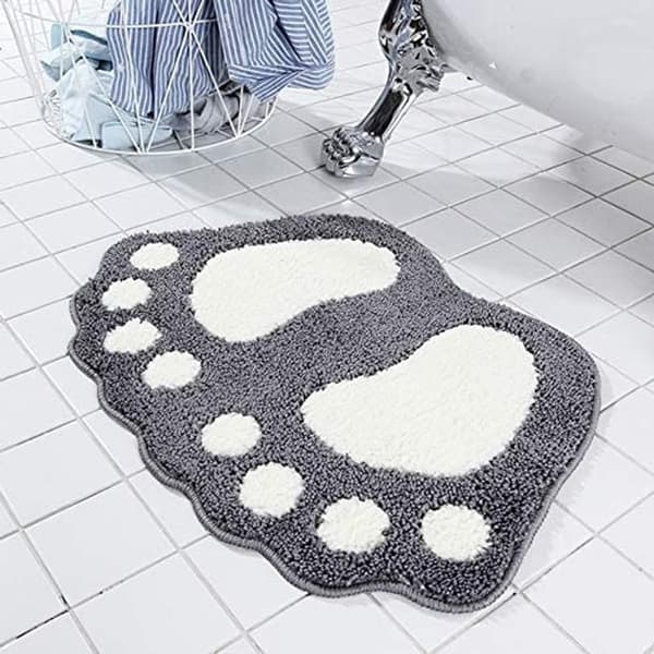 Cute Bathroom Mat, Super Absorbent, Machine Washable, Non-Slip Backing, Soft Microfiber Bath Mat for Grey Bathroom, 40cm x 60cm