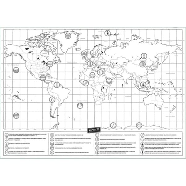 Scratch Map / World Map - 42 x 30 cm Black