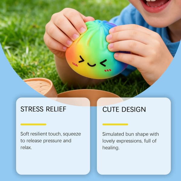 Giant Dumpling Squishy, 6/10 inch Jumbo Dumpling Stress Ball, Soft Squeezable Decompression Dough, Stress Relief Ball