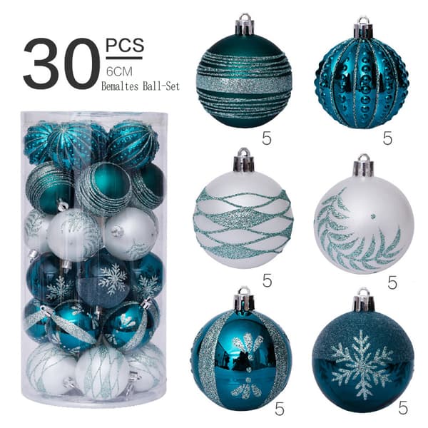 Plastic Christmas Tree Balls with Christmas Tree Topper, Christmas Decorations