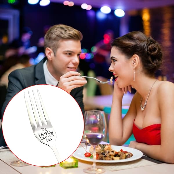 Personalized Engraved Stainless Steel Fork and Spoon Forking Love You Funny Gift