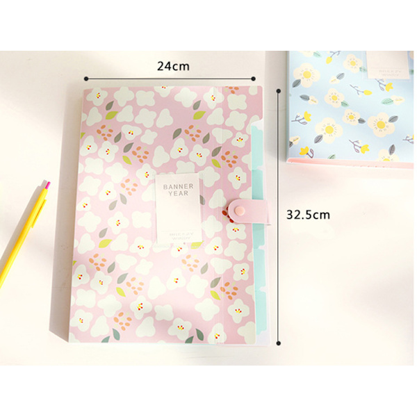 A4 Document Folder with 8 Pockets, Waterproof Document Folder, Floral Pattern Expanding File Organizer, for School and Home Yellow