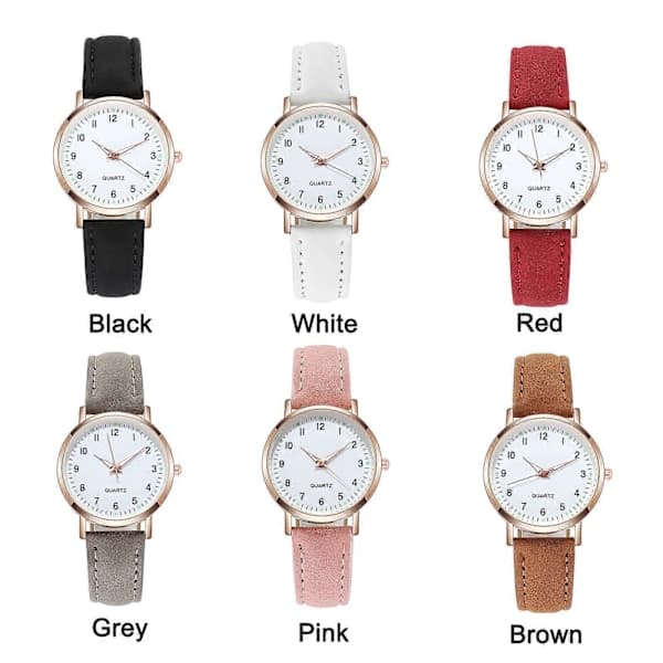 Dame Quartz Analog Armbåndsur Sort, Mode Læderrem Dameur Klassisk Casual Stil Sort