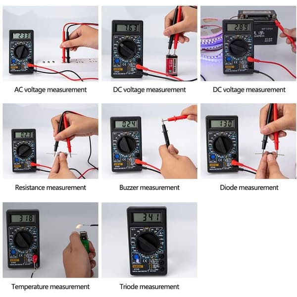 Multifunksjonelt bærbart multimeter for feilsøking av bilapparater, digitalt multimeter med isolerte sklisikre testledninger, kompakt design og