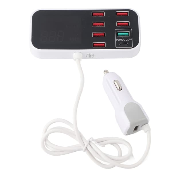 Digitalt display 8-ports USB-ladestation til iOS/Android-enheder