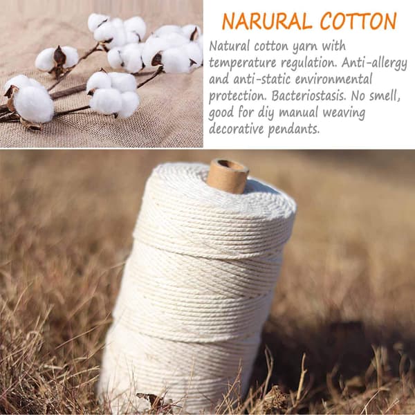 Soft and Durable Macrame Yarn for Craft Projects, Easy-to-Work Unbleached Cotton Rope, Creativity Endless Possibilities with Quality Cotton