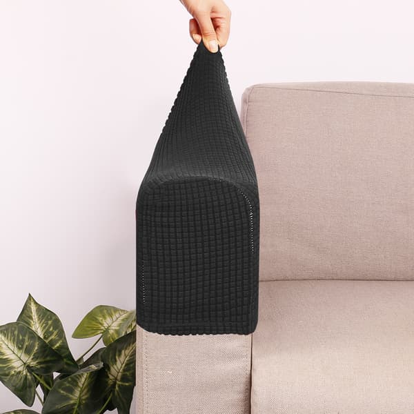 Armchair Armrest Covers, 2 Pcs Sofa Armrest Covers (Black)