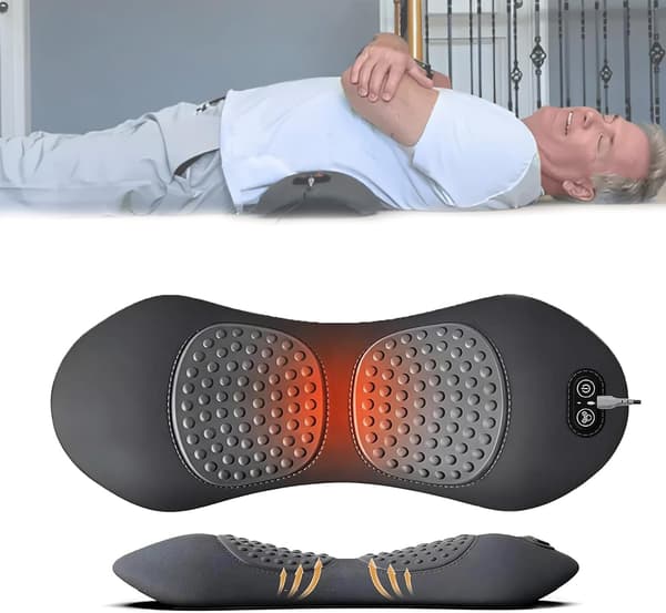 3-in-1 Back Massage & Sciatica Relief Tool - Portable Deep Tissue Vibration with Traction Lift for Neck, Shoulder & Spine (Black)