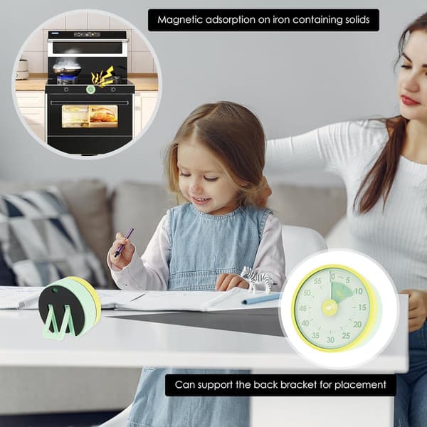 Visuell Timer 60 Minutter, Mekanisk Visuell Timer med Magnetisk Bakside og Stativ, Batteri Ikke Nødvendig, for Klasserom og Ba