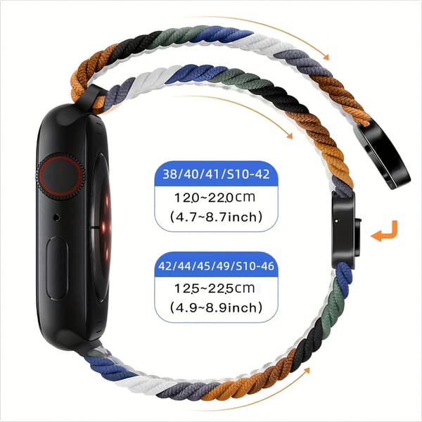 Elastisk vævet nylon Solo Loop-rem til Apple Watch 38 mm til 49 mm Sort Grafitmellemrum 38mm 40mm 41mm S11(10)-42mm