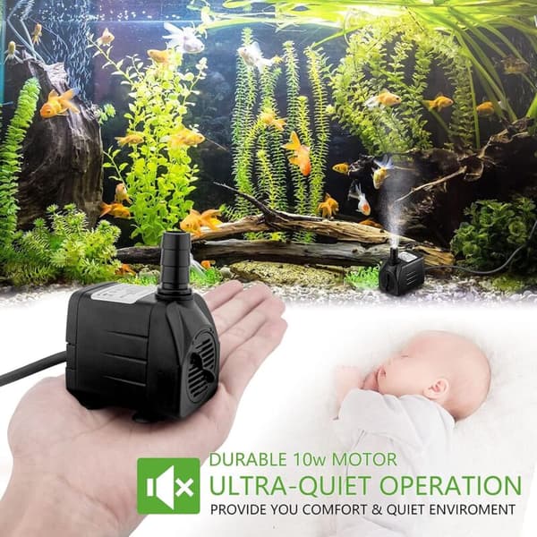 Mini vattenpump (750L/H – justerbar, dammsäker – 5m