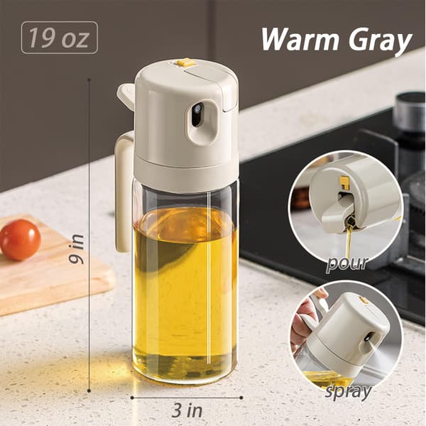 2-i-1 Oliedispenser og Glassprayflaske til Madlavning, Airfryer & BBQ, 500 ml (Beige) beige beige