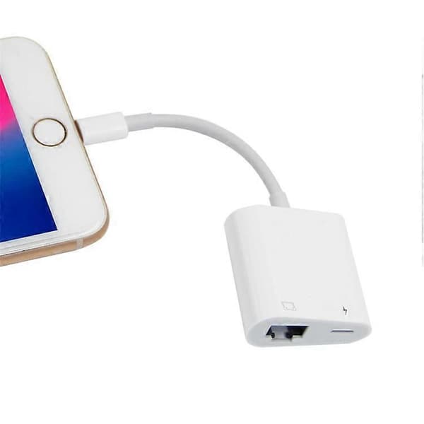 Lightning - Ethernet-sovitin RJ45 iPhone iPad iPod -verkolle LAN Lightning - Ethernet-dongle